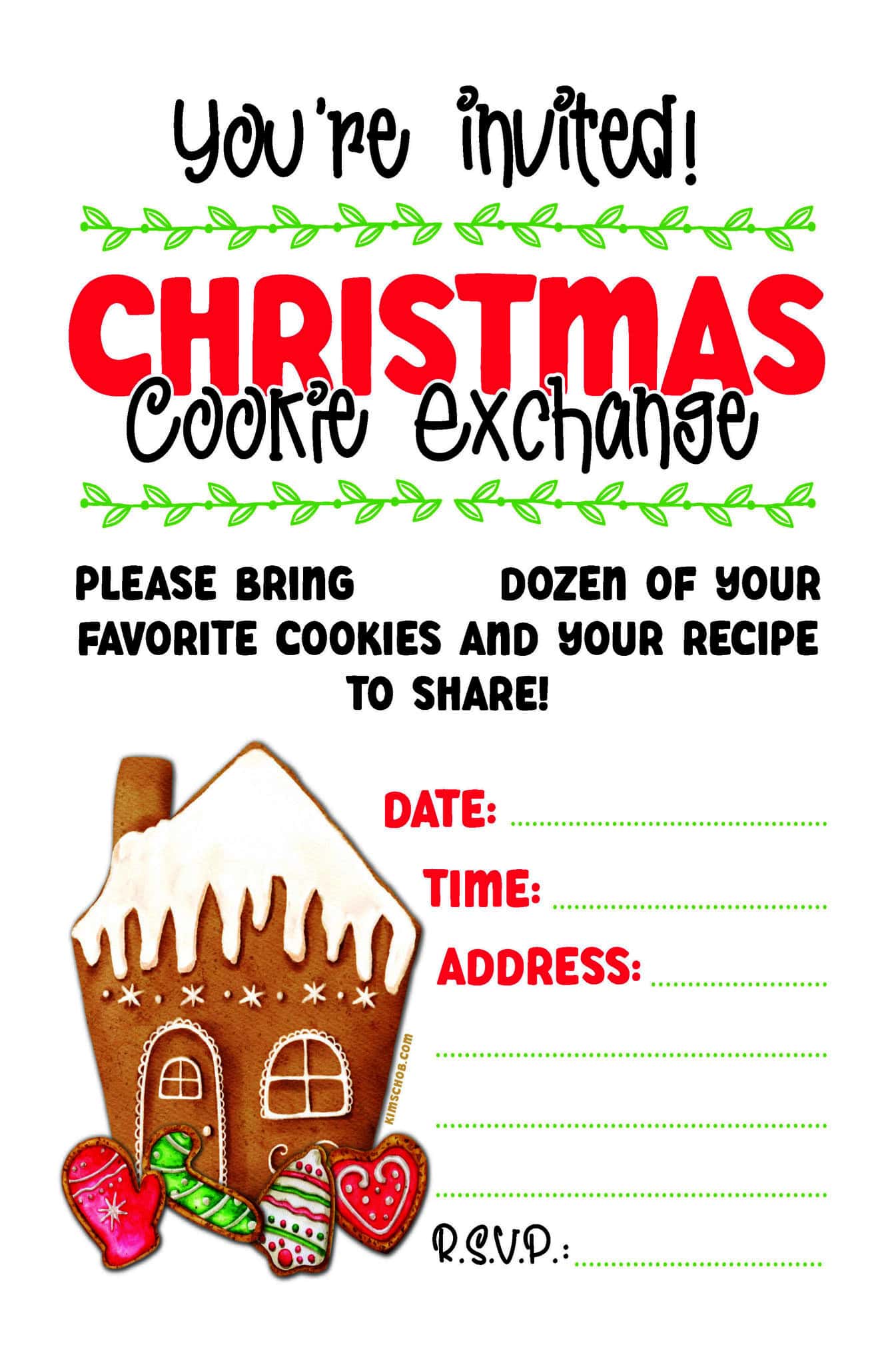 Cookie Exchange Invitation printable.