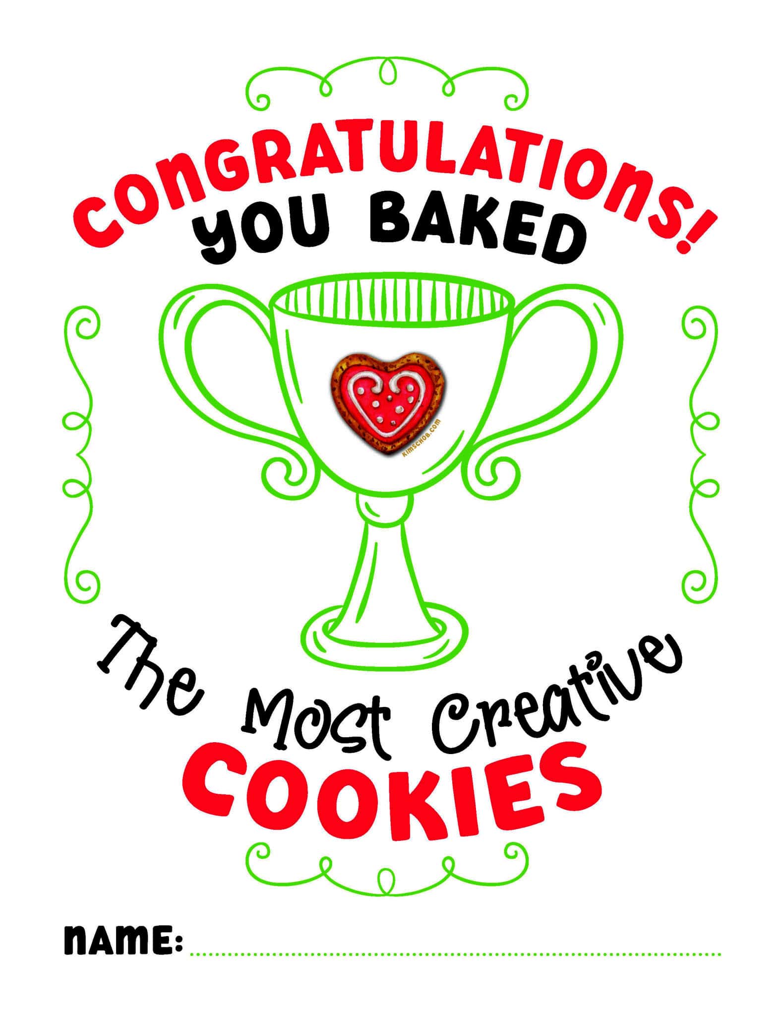 Cookie Exchange Trophies printable.