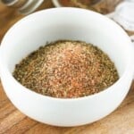 Close up shot of mixed steak seasoning.