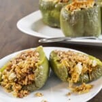 A plate of stuffed bell peppers.