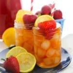 Mason jars of strawberry tea.
