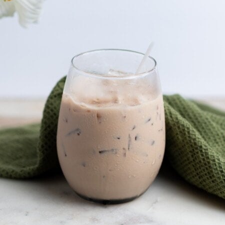 Small glass of homemade Bailey’s Irish Cream.