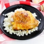 Honey Mustard Chicken on a bed of rice.
