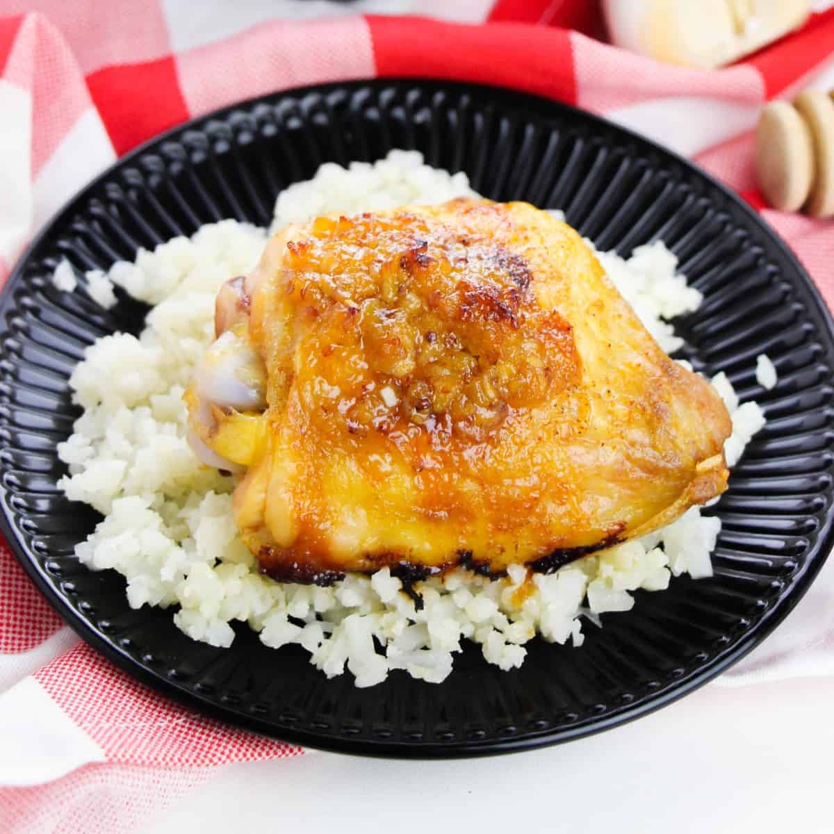 Honey Mustard Chicken on a bed of rice.