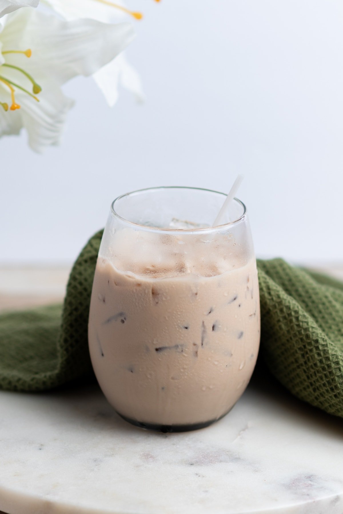 Bailey’s Irish cream with a green cloth on the side.