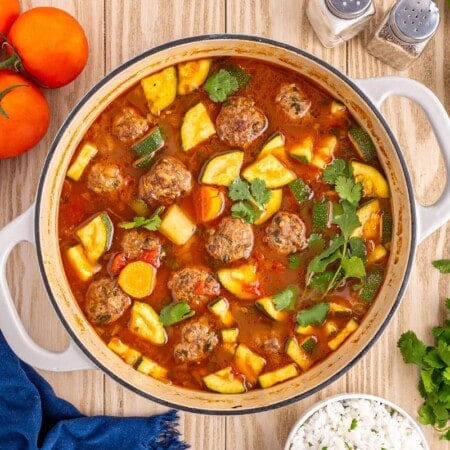 Mexican Meatball Soup in a big pot.