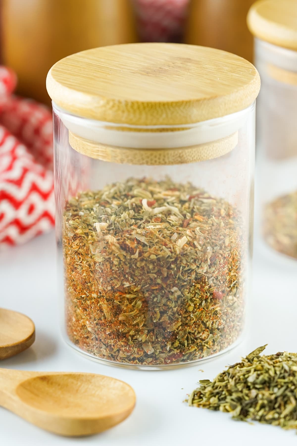 Seasoning mixture in an airtight container.
