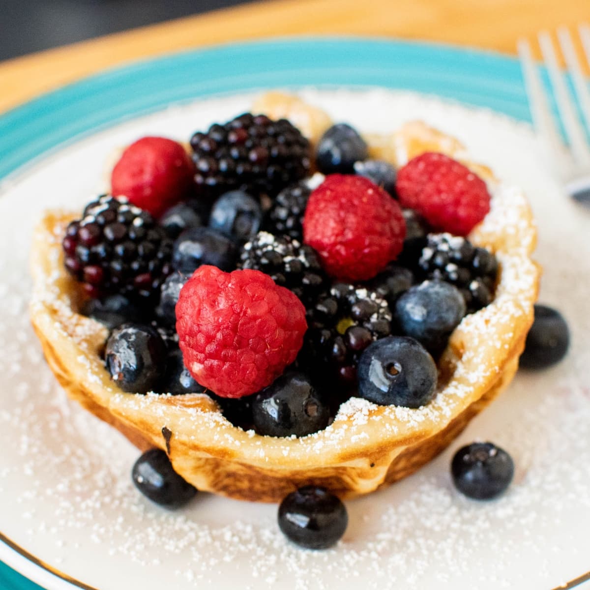 Waffle Bowl overflowing With Fruits.