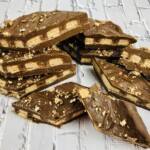 Kitkat fudge pieces in a pile.