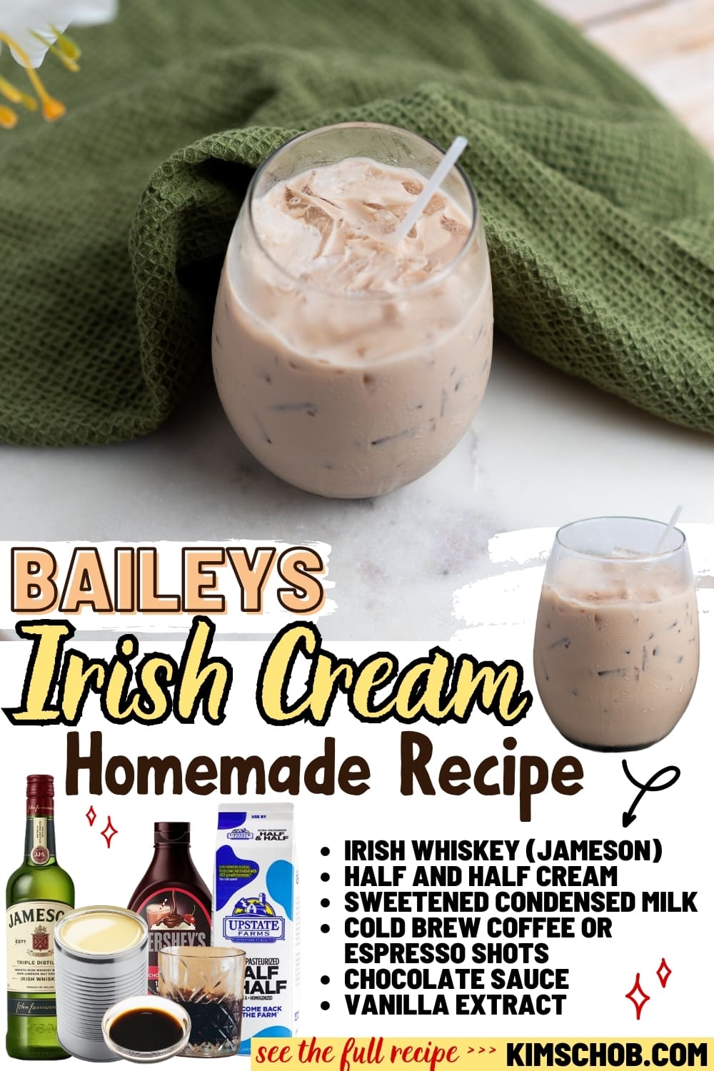 A glass of Irish cream liqueur.