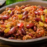 Spicy chili in a bowl.