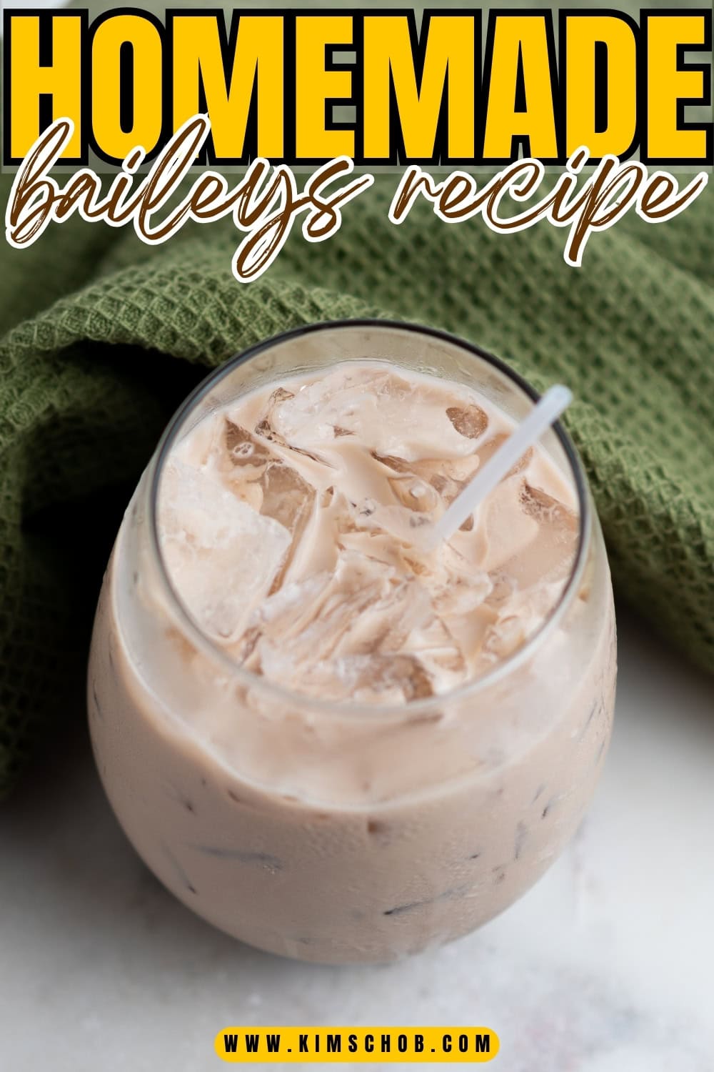 Baileys Irish Cream Liqueur sitting on a marble tray.