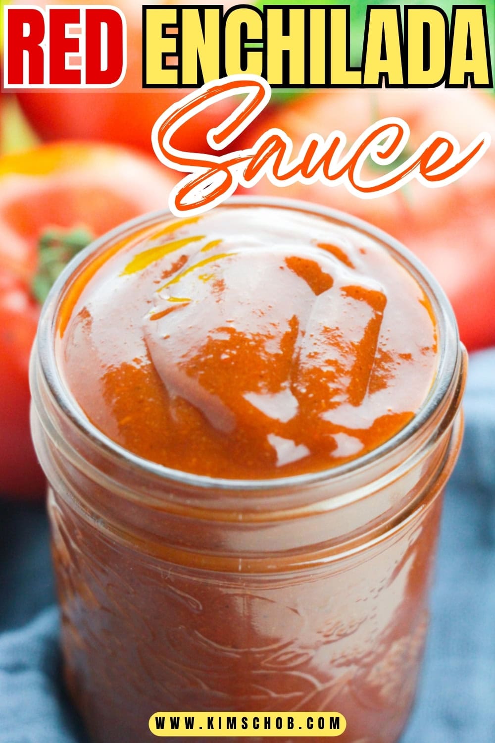 A glass jar of enchilada sauce.