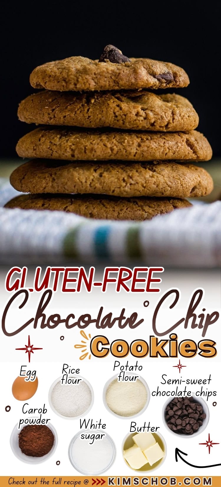 A stack of chocolate chip cookies.