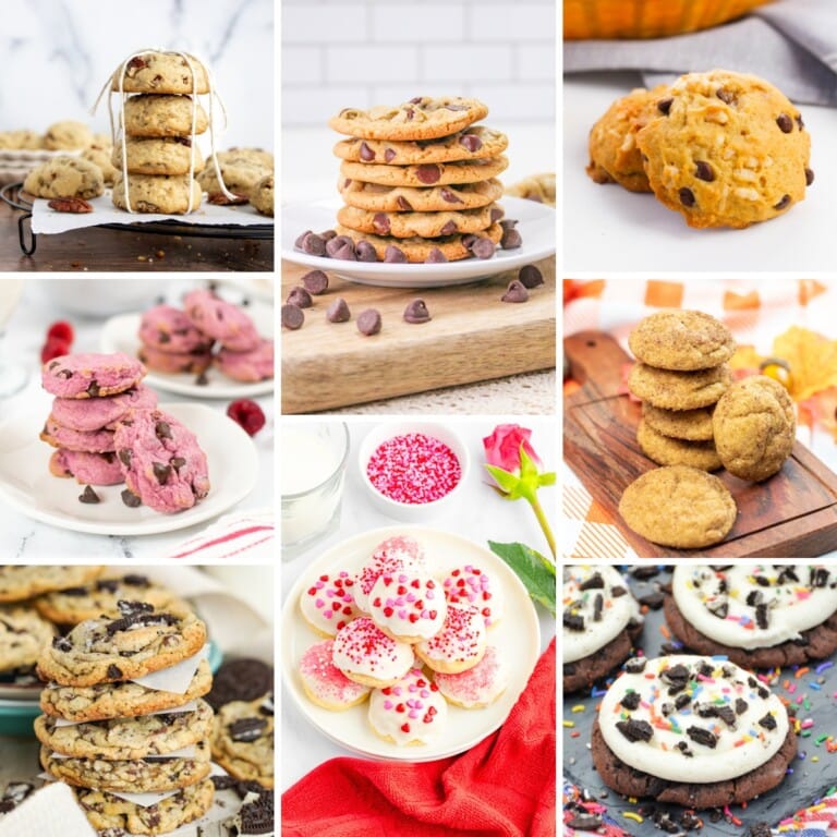 Collage of different recipes of cookies.
