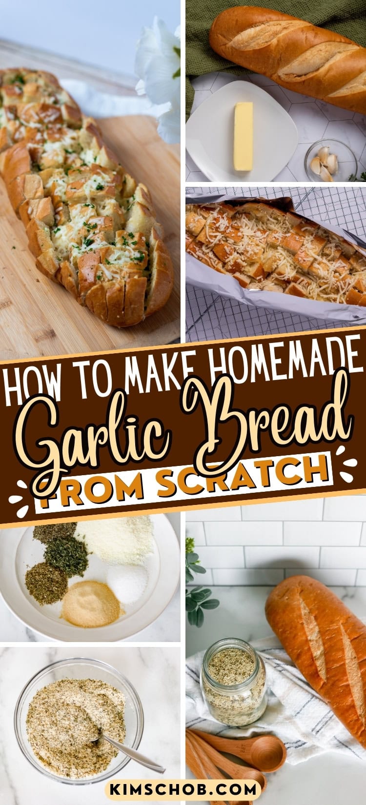 Collage of garlic bread and Garlic Bread Seasoning.
