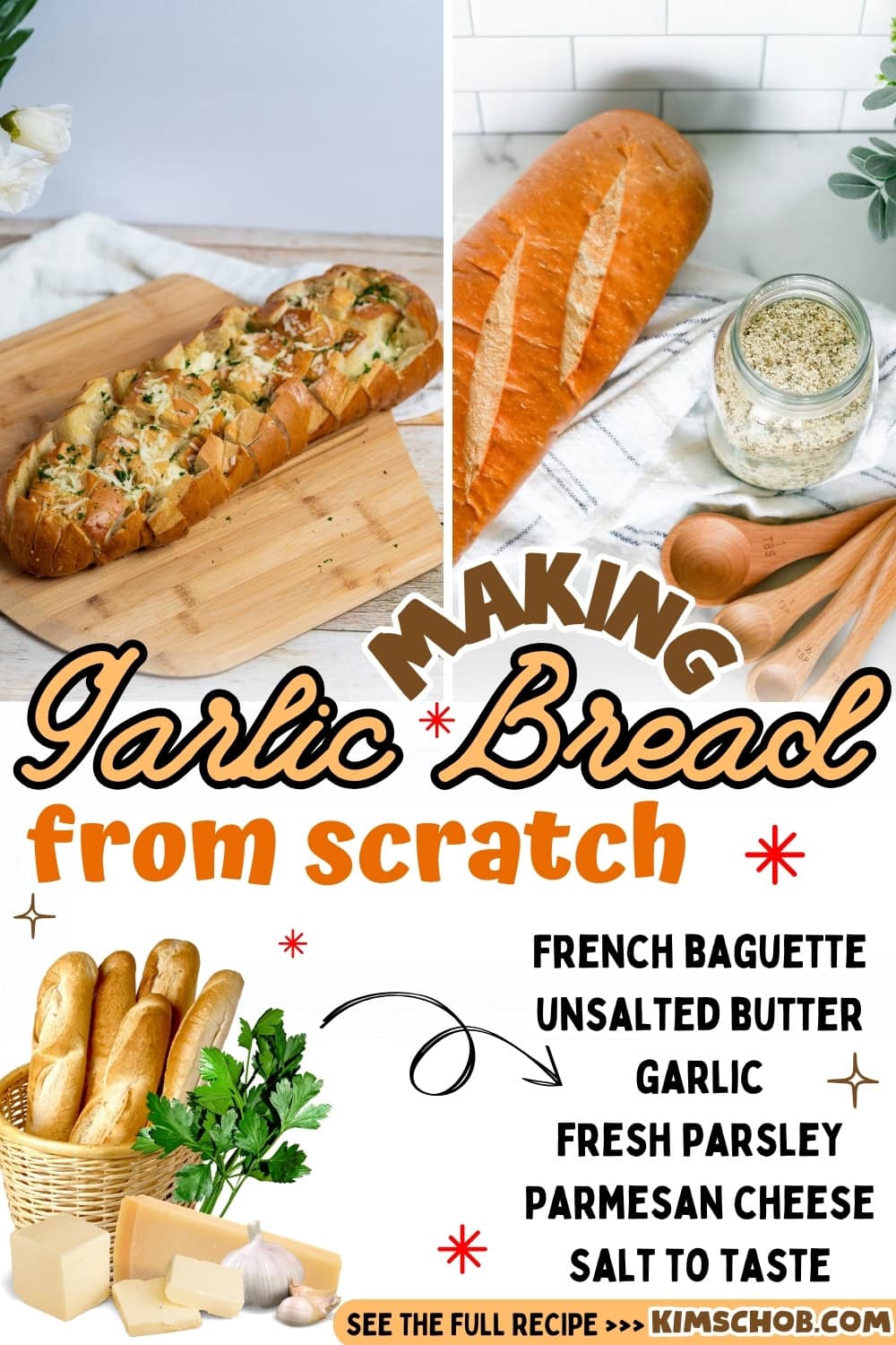French baguette topped with cheese and parsley.