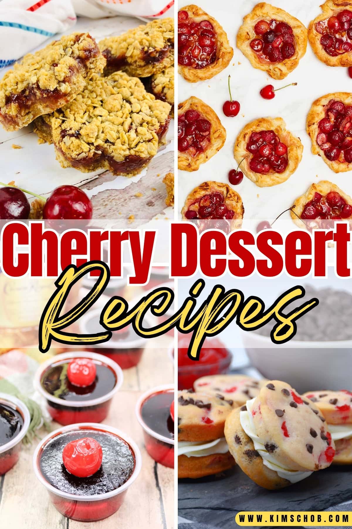 Collage of cherry dessert recipes.