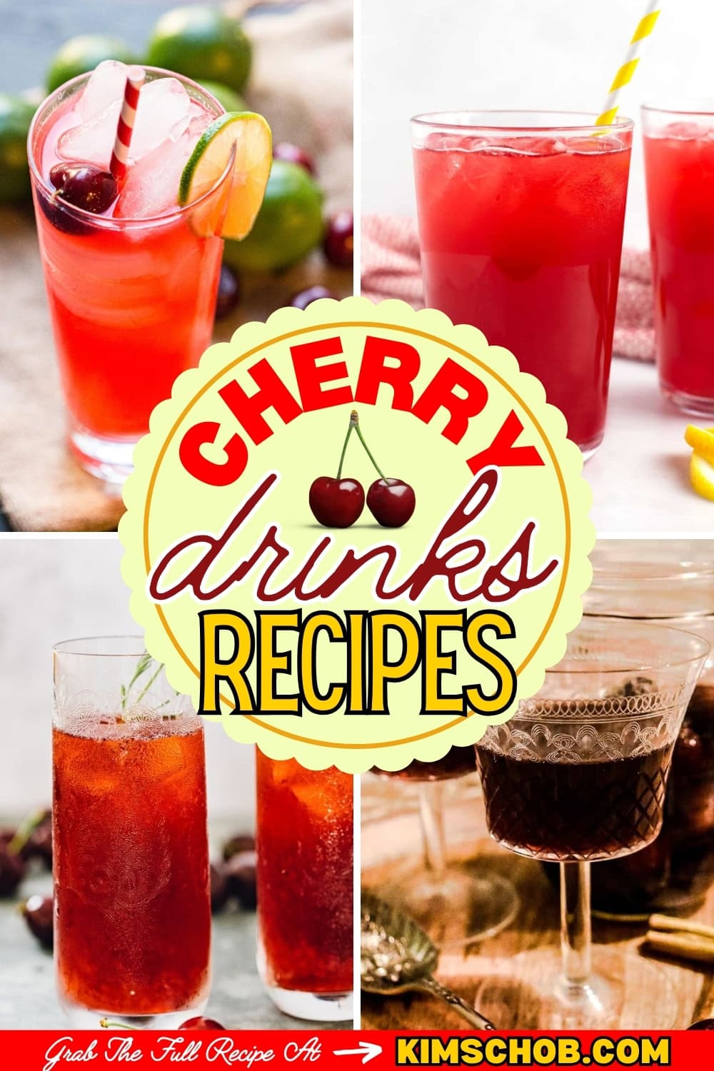 Collage of cherry drinks.