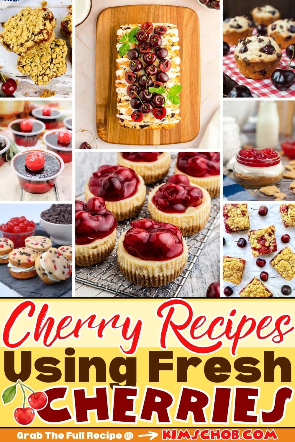Collage of recipes using cherries.