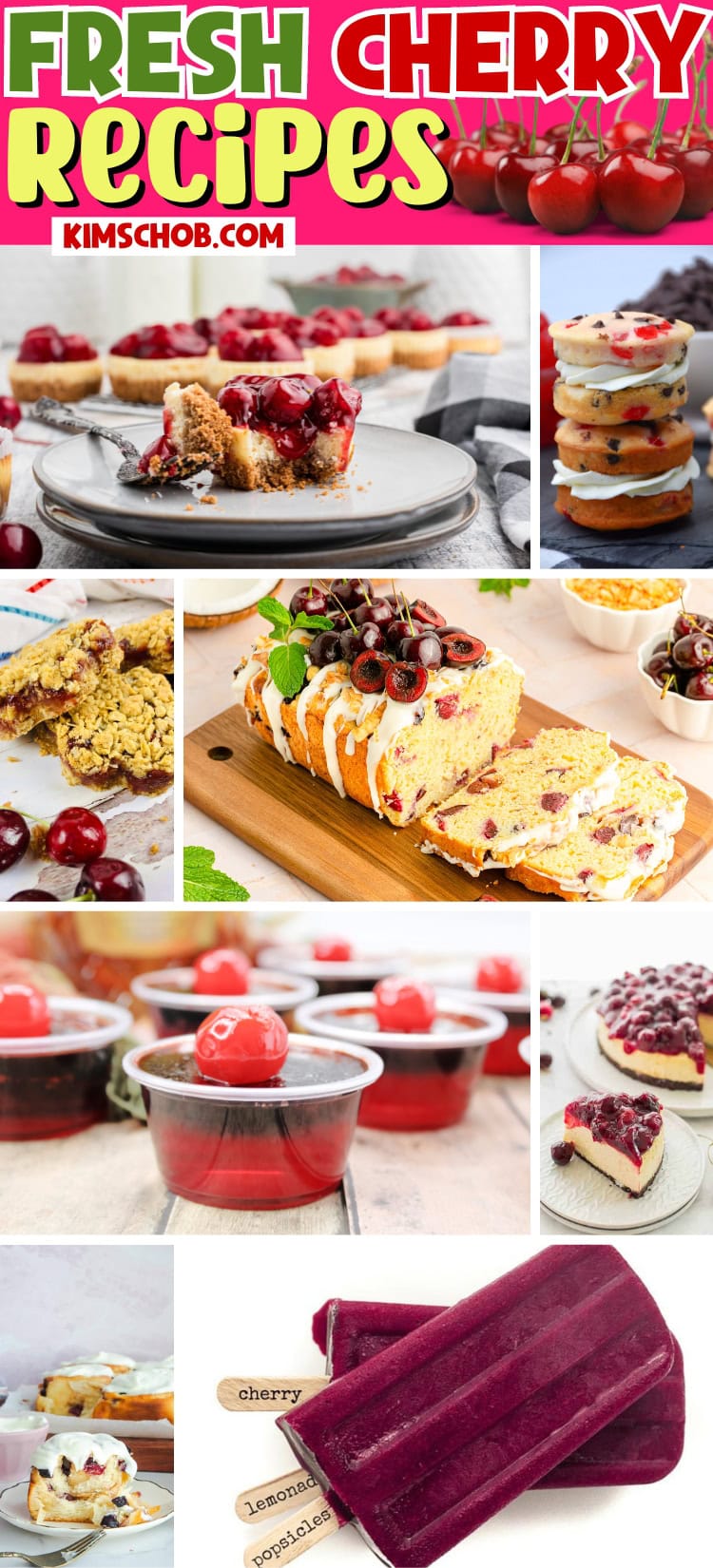 Collage of different recipes using cherries.