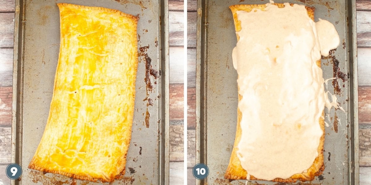 Collage of baking cinnamon pop tarts.