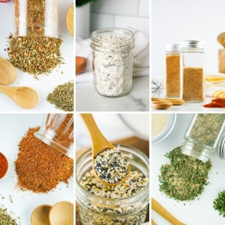 Collage of seasoning mix.