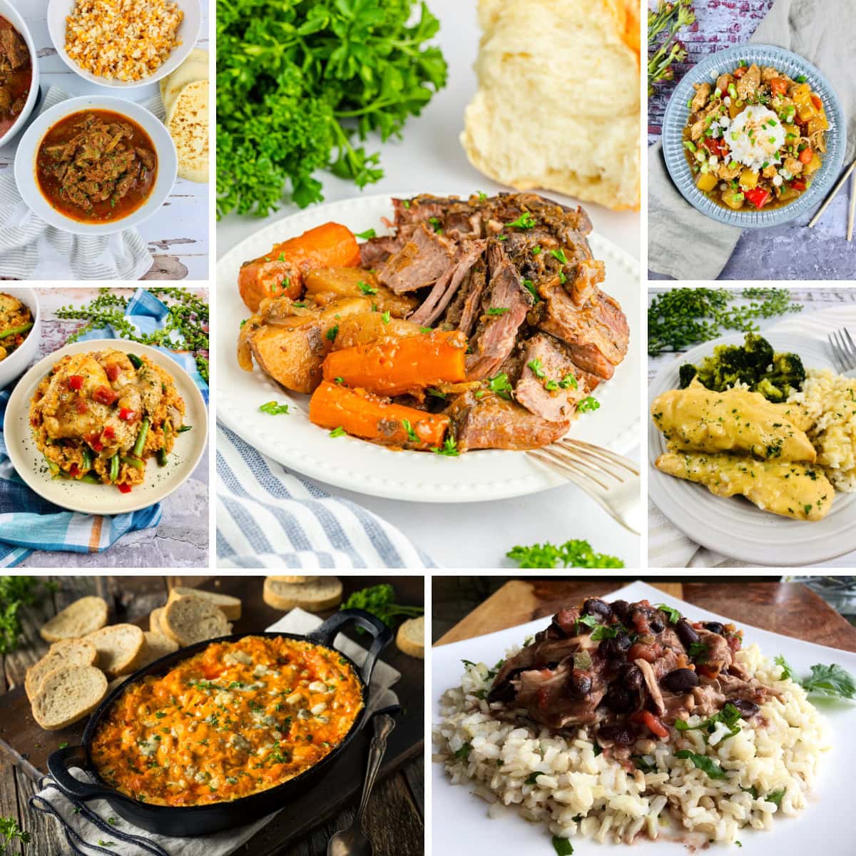 Collage of slow cooker recipes.