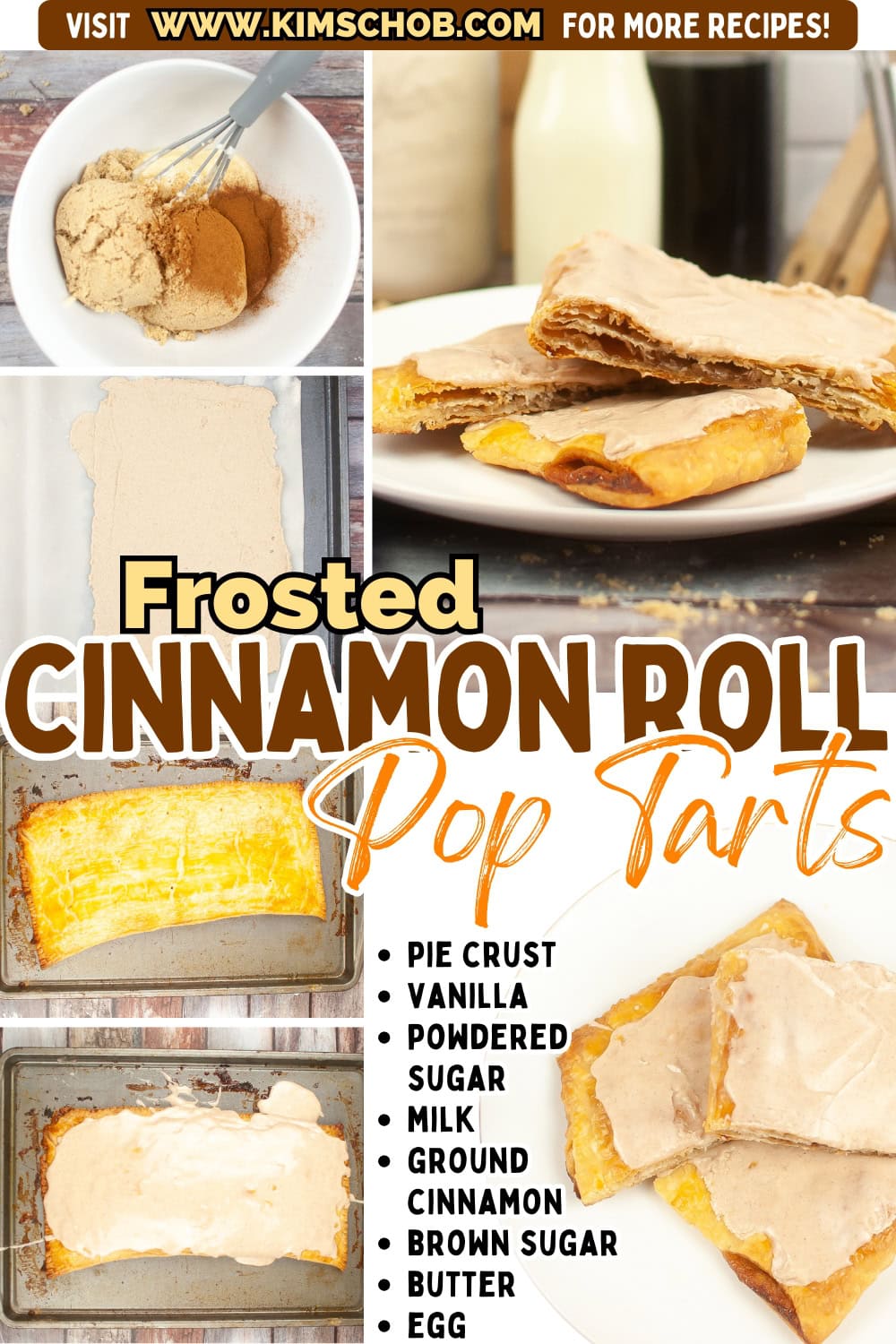 Collage of brown sugar and cinnamon pop tarts with a process of how to make it.
