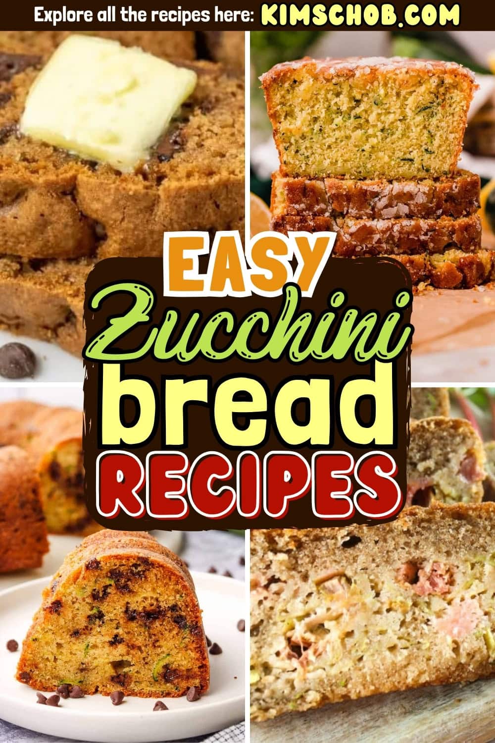Collage of different recipes of zucchinis.