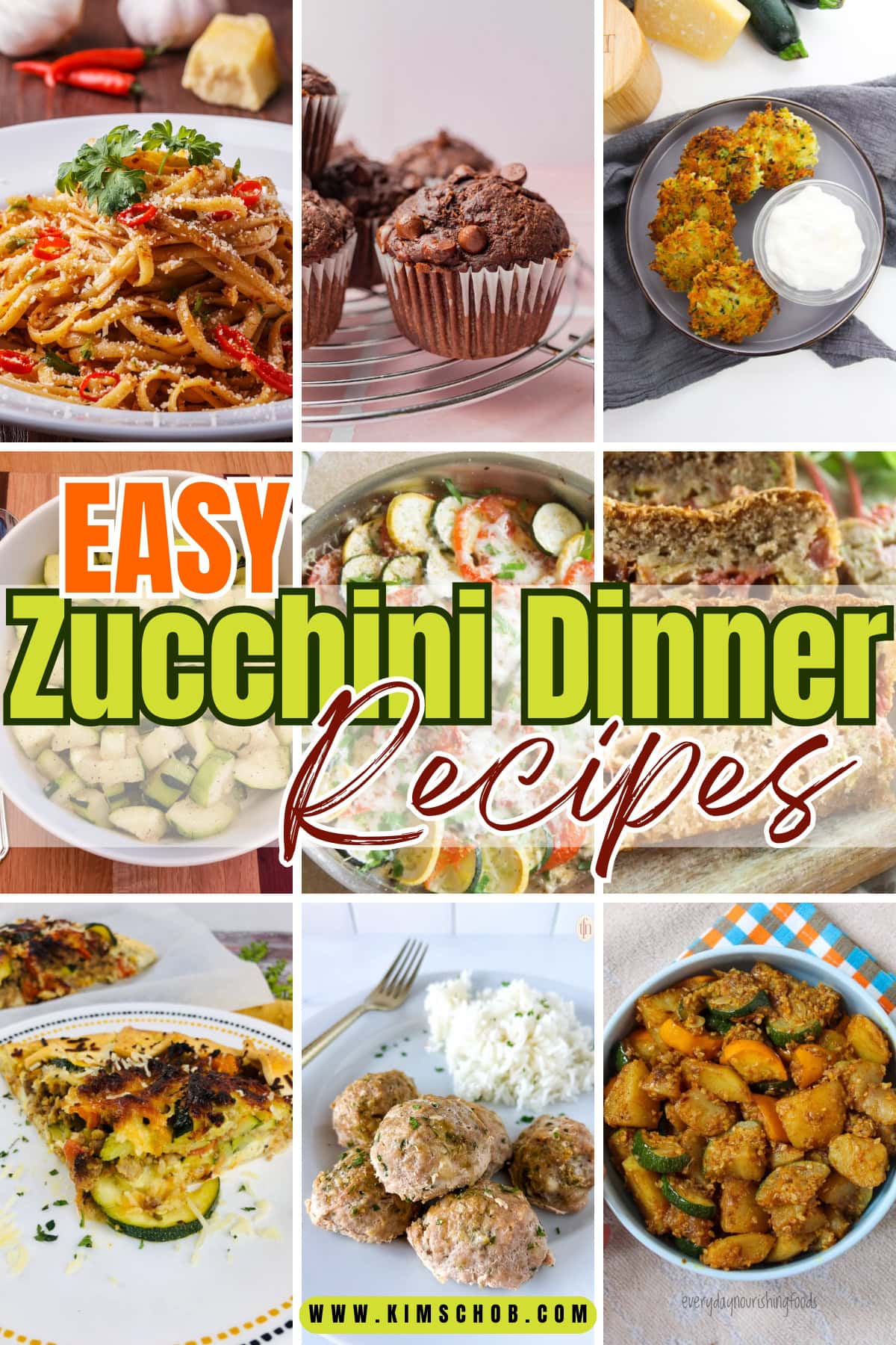 Collage of recipes of zucchinis.