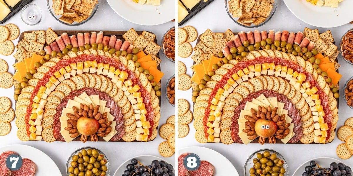 Collage of assembling Charcuterie board.