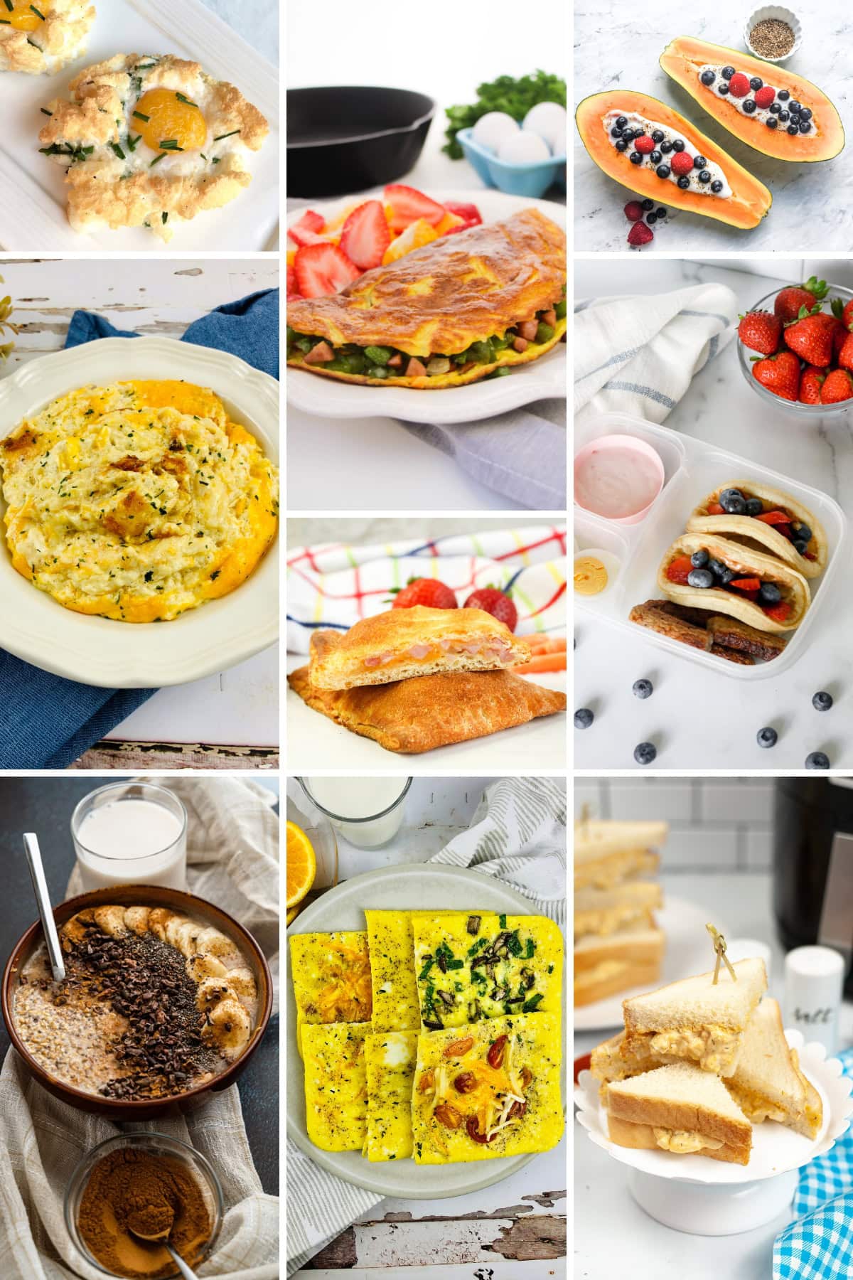 Collage of recipes for breakfast.