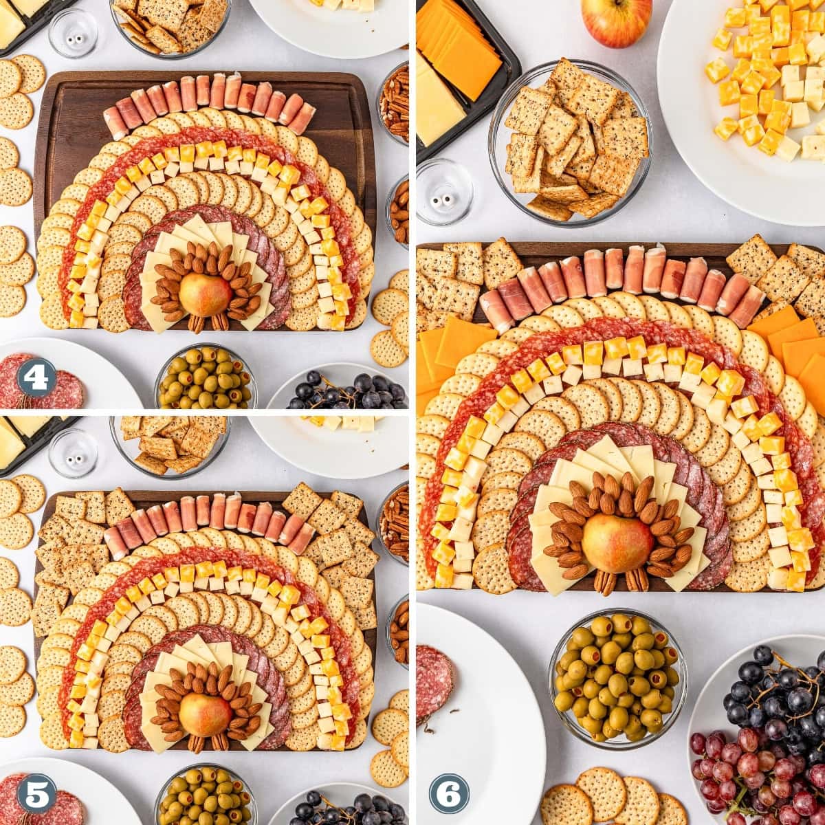 Collage of making Charcuterie board.
