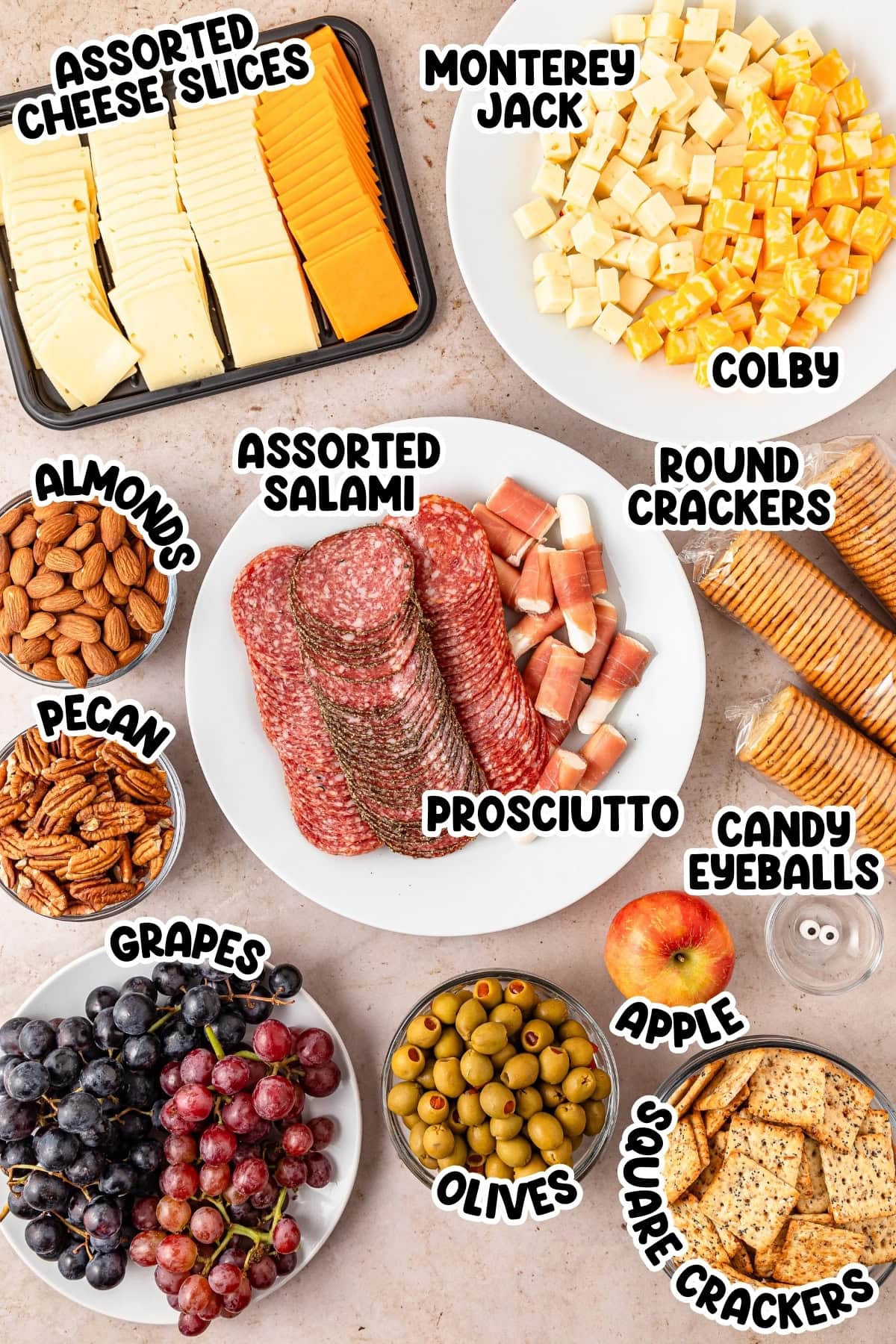 Ingredients for Thanksgiving Charcuterie board.