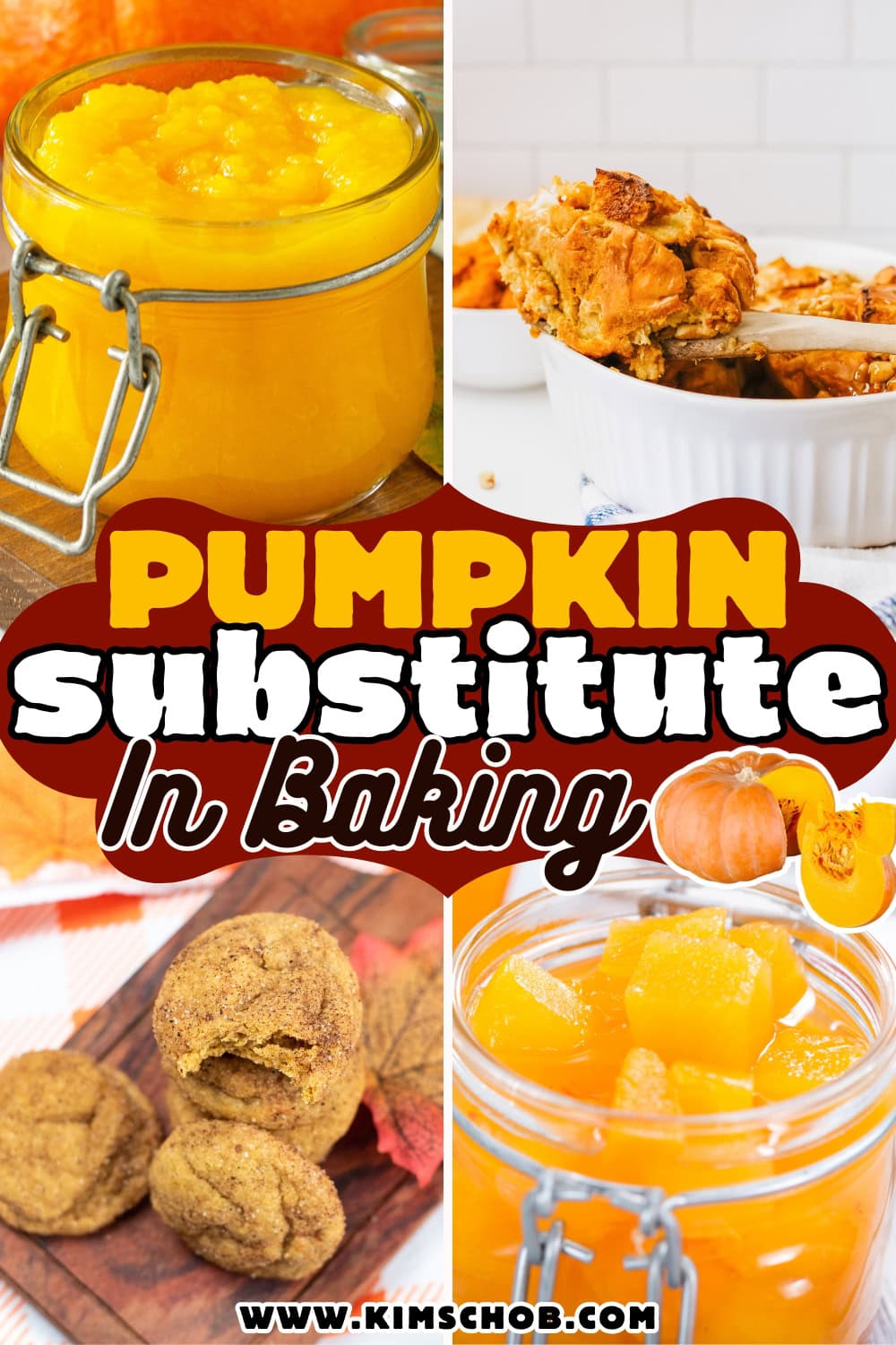 Collage of pumpkin substitute in baking.