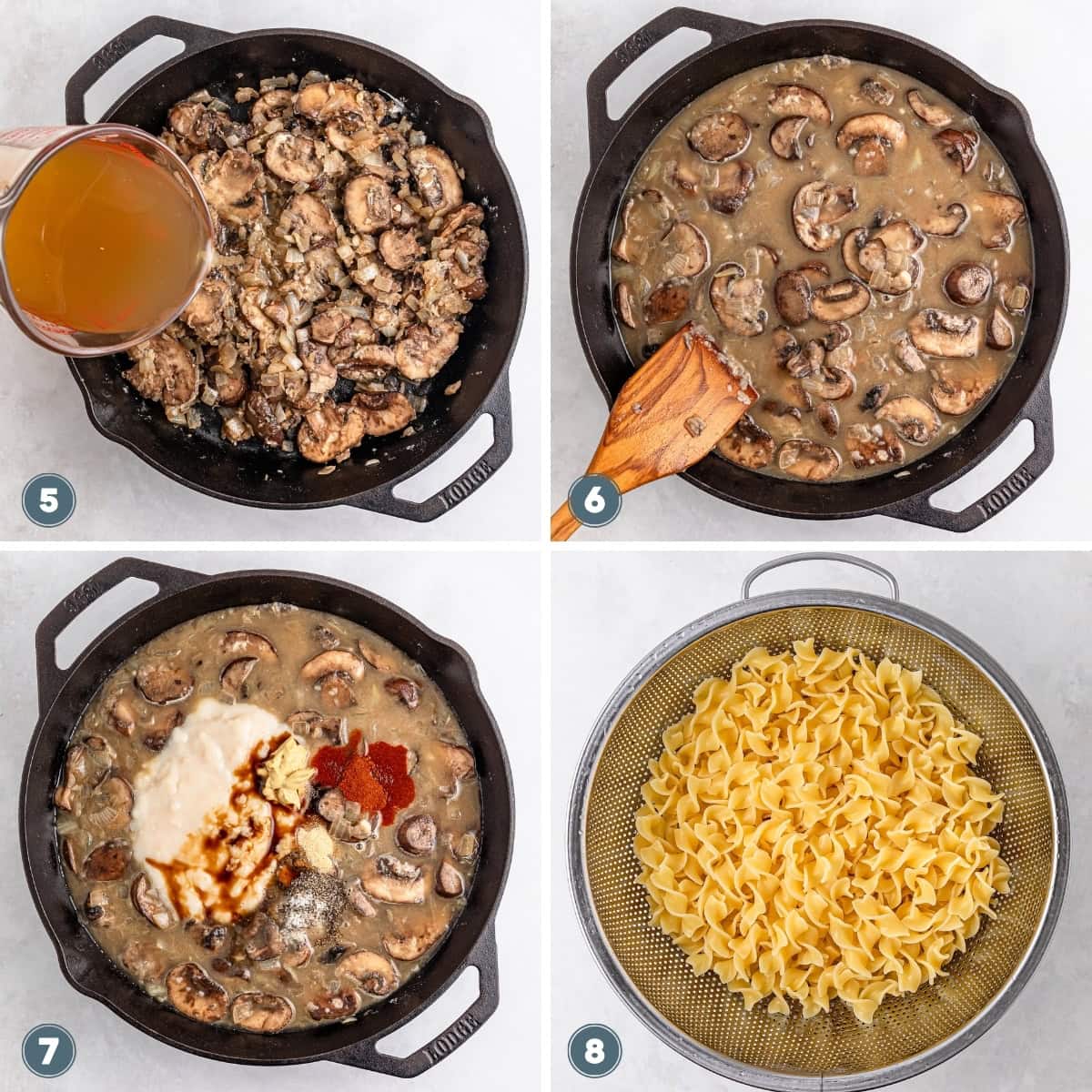 A mushroom stroganoff recipe with pasta.