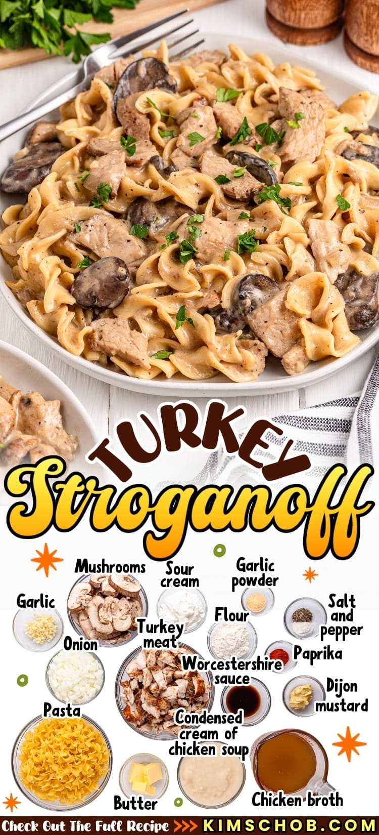 A bowl of turkey stroganoff.