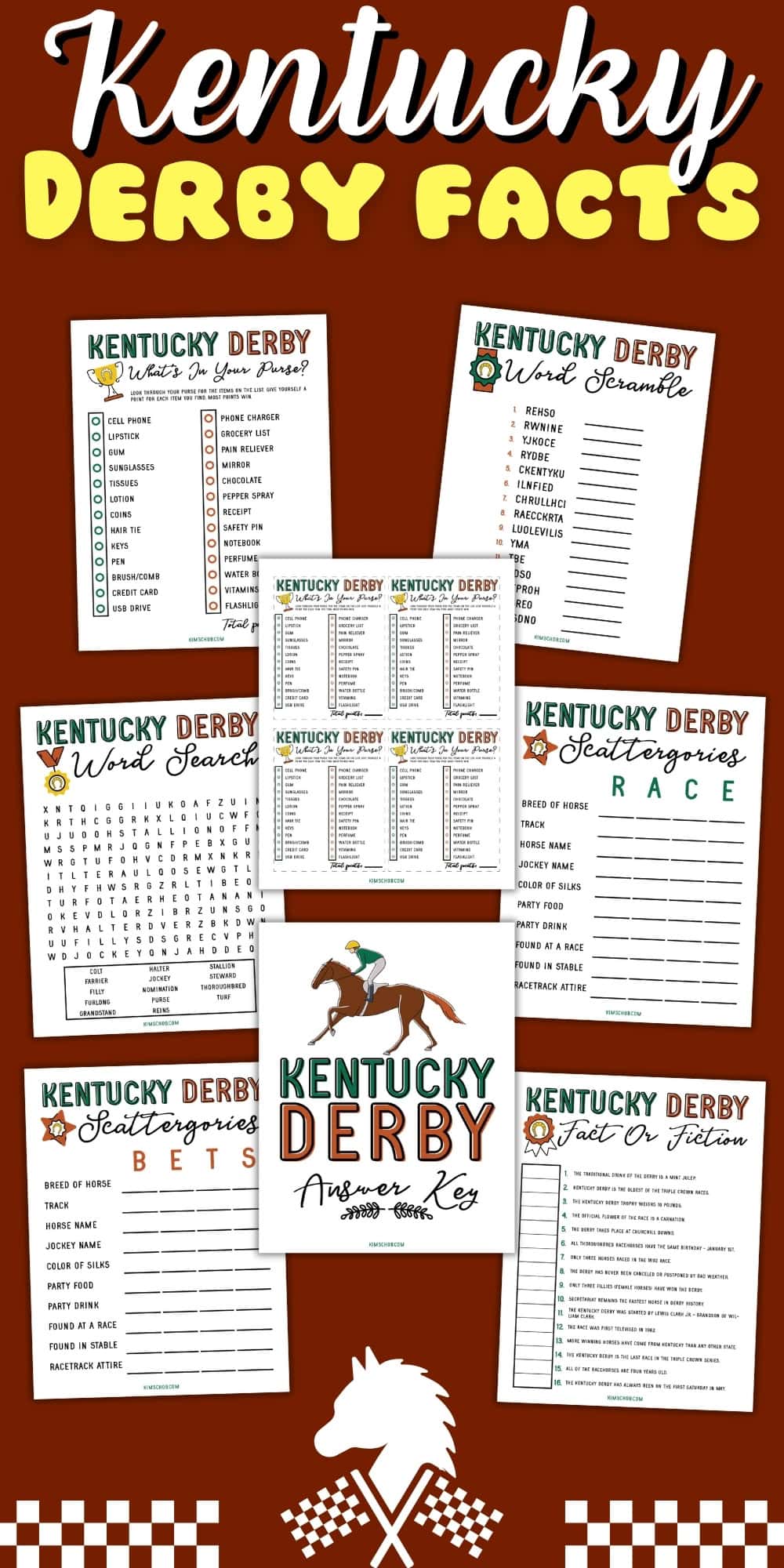 Kentucky Derby-themed fact sheets.