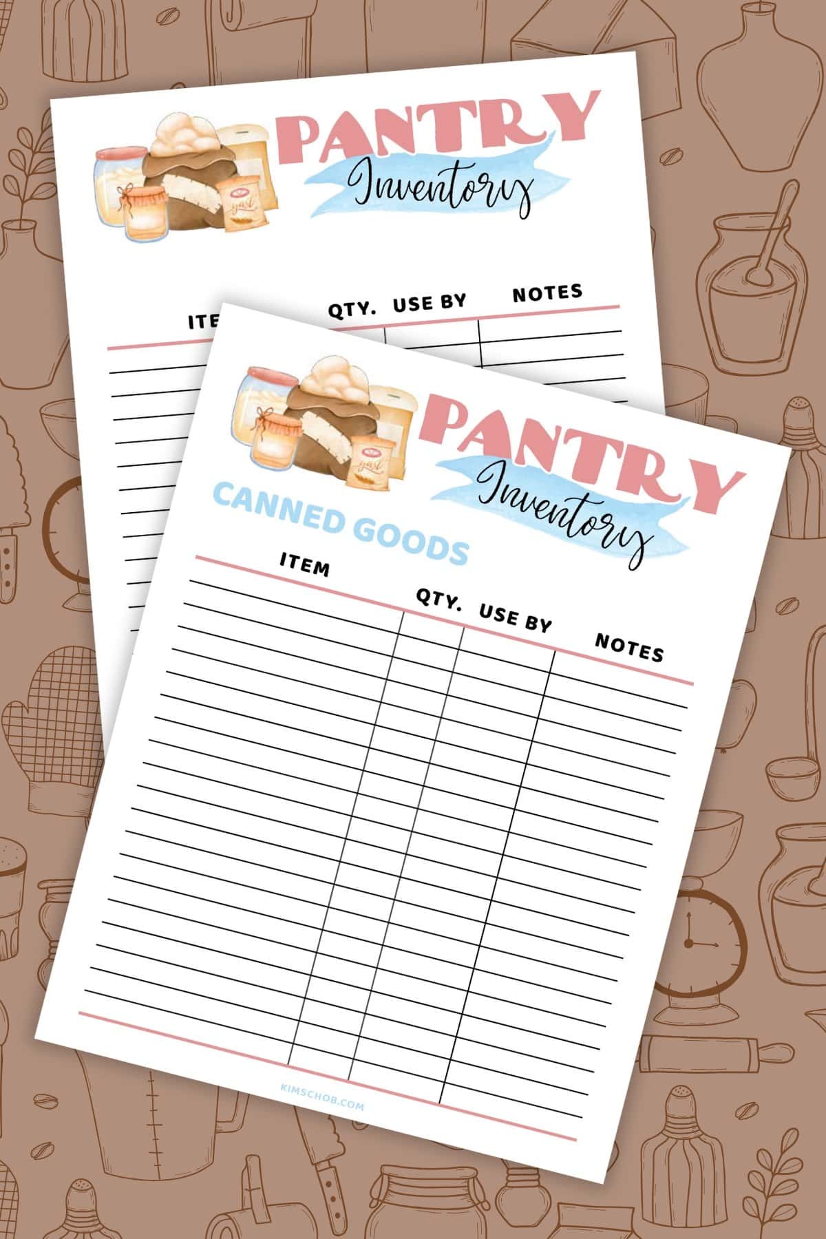Two pantry inventory sheets.
