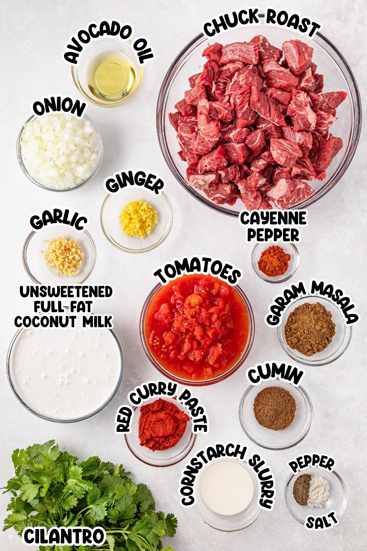 Ingredients for a curry dish.
