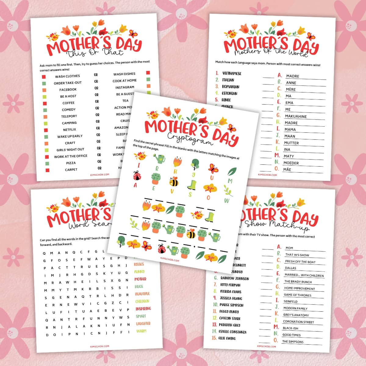 Printable Mother's Day Games - Kim Schob