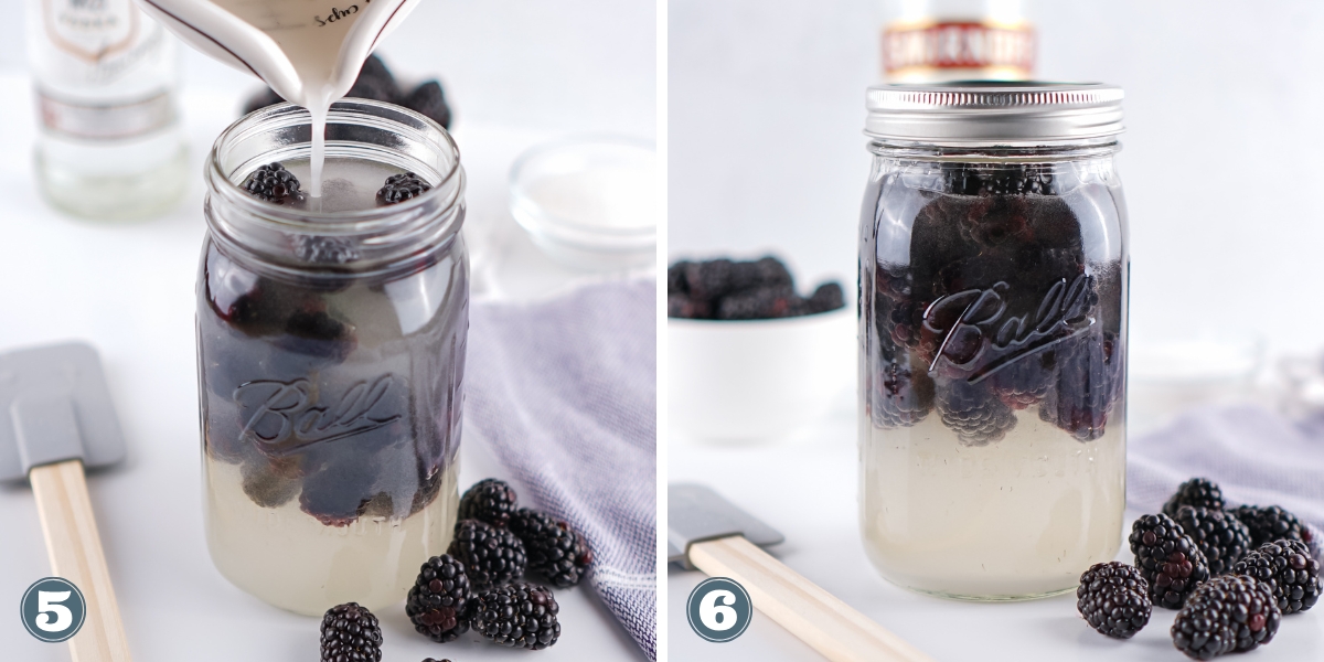 Blackberries in a jar.