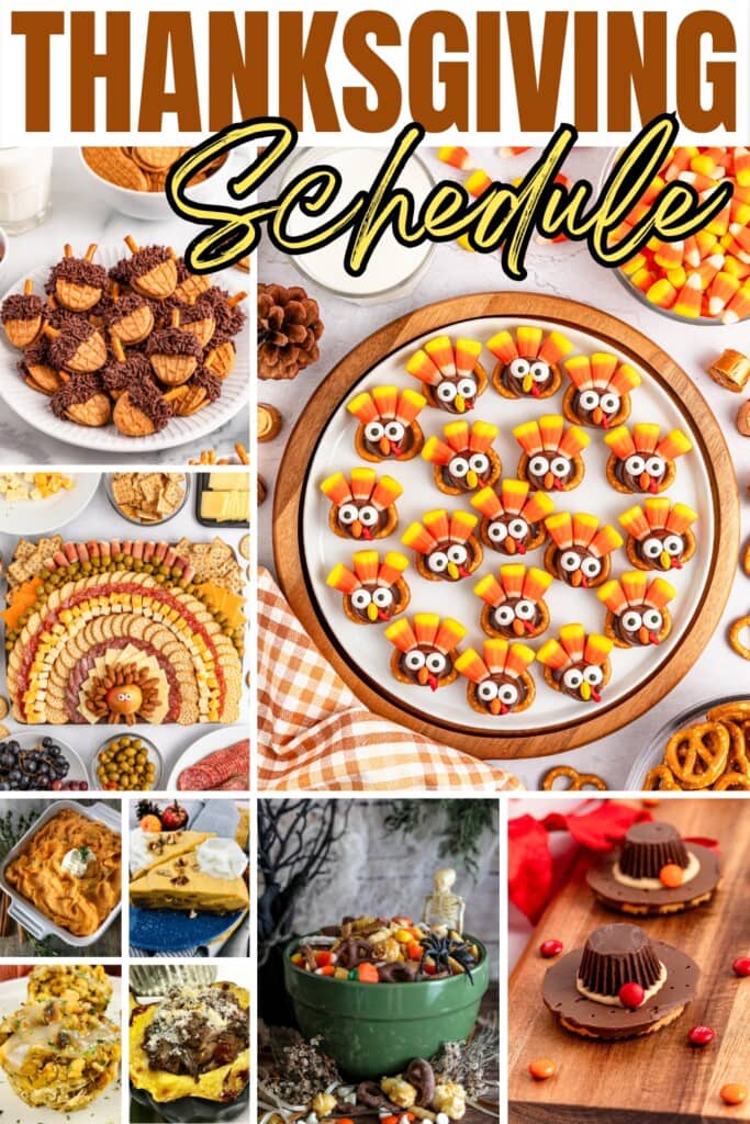 Thanksgiving-themed foods, including turkey treats and festive dishes.