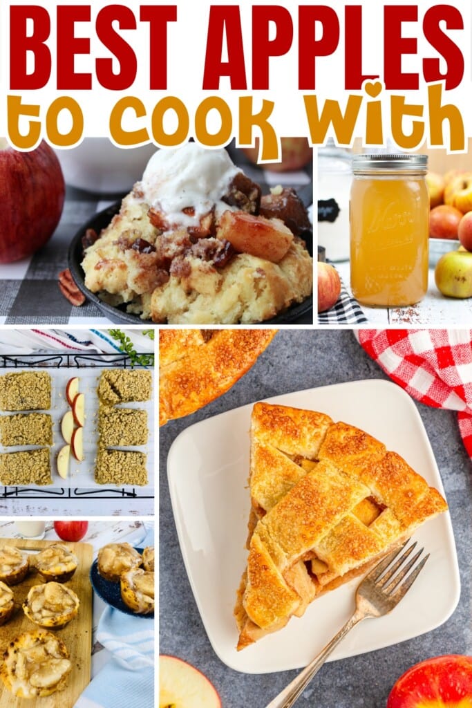 Apple desserts, apple pie, apple bars, and a jar of apple sauce.