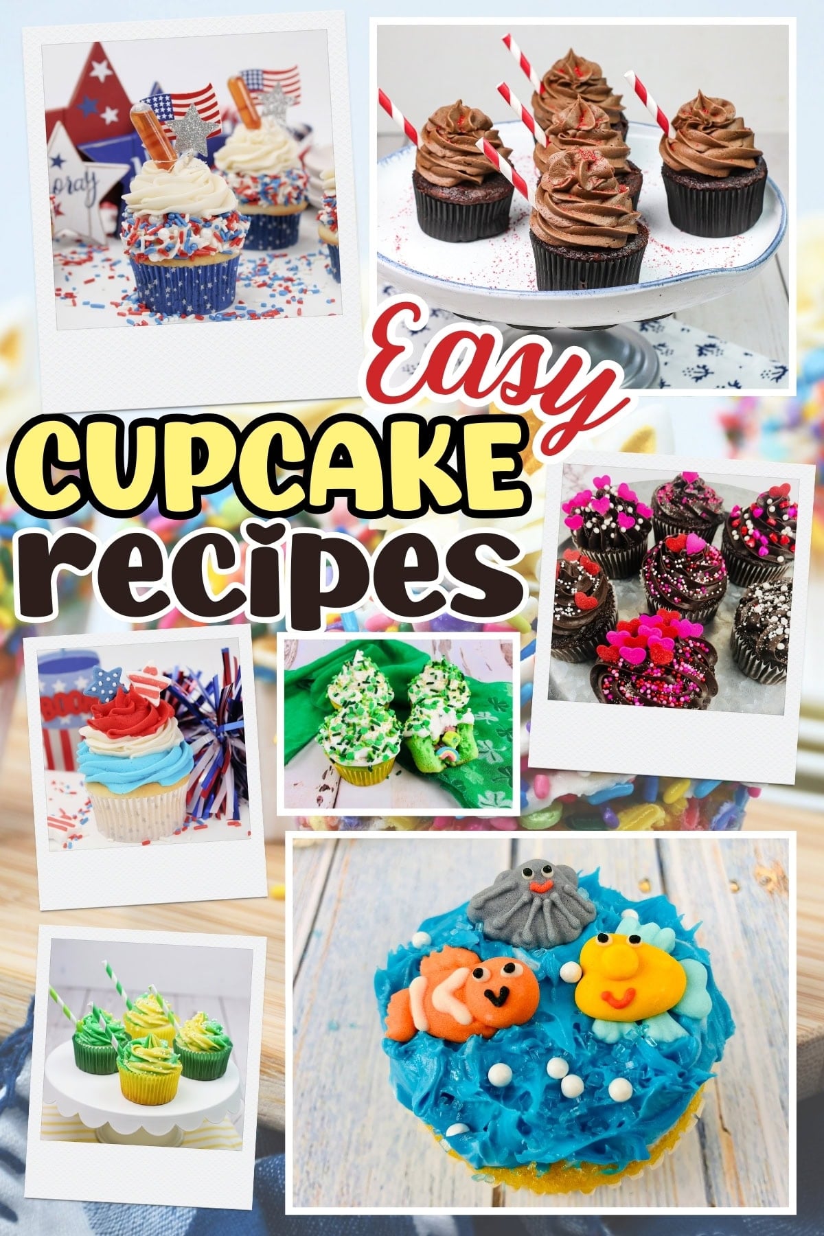 colorful decorated cupcakes.