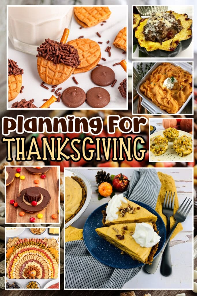Thanksgiving desserts, snacks, and pumpkin pie-themed dishes.