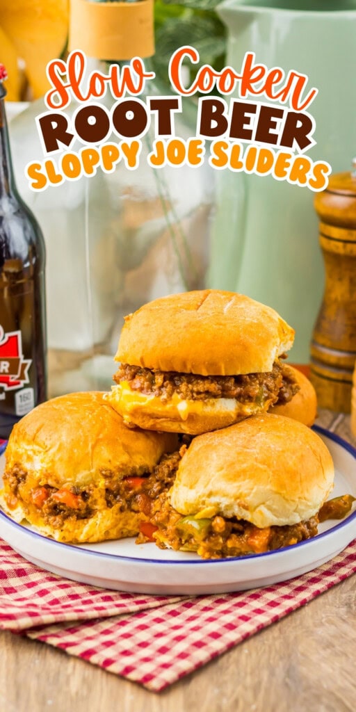 Three sloppy joe sliders on a plate.