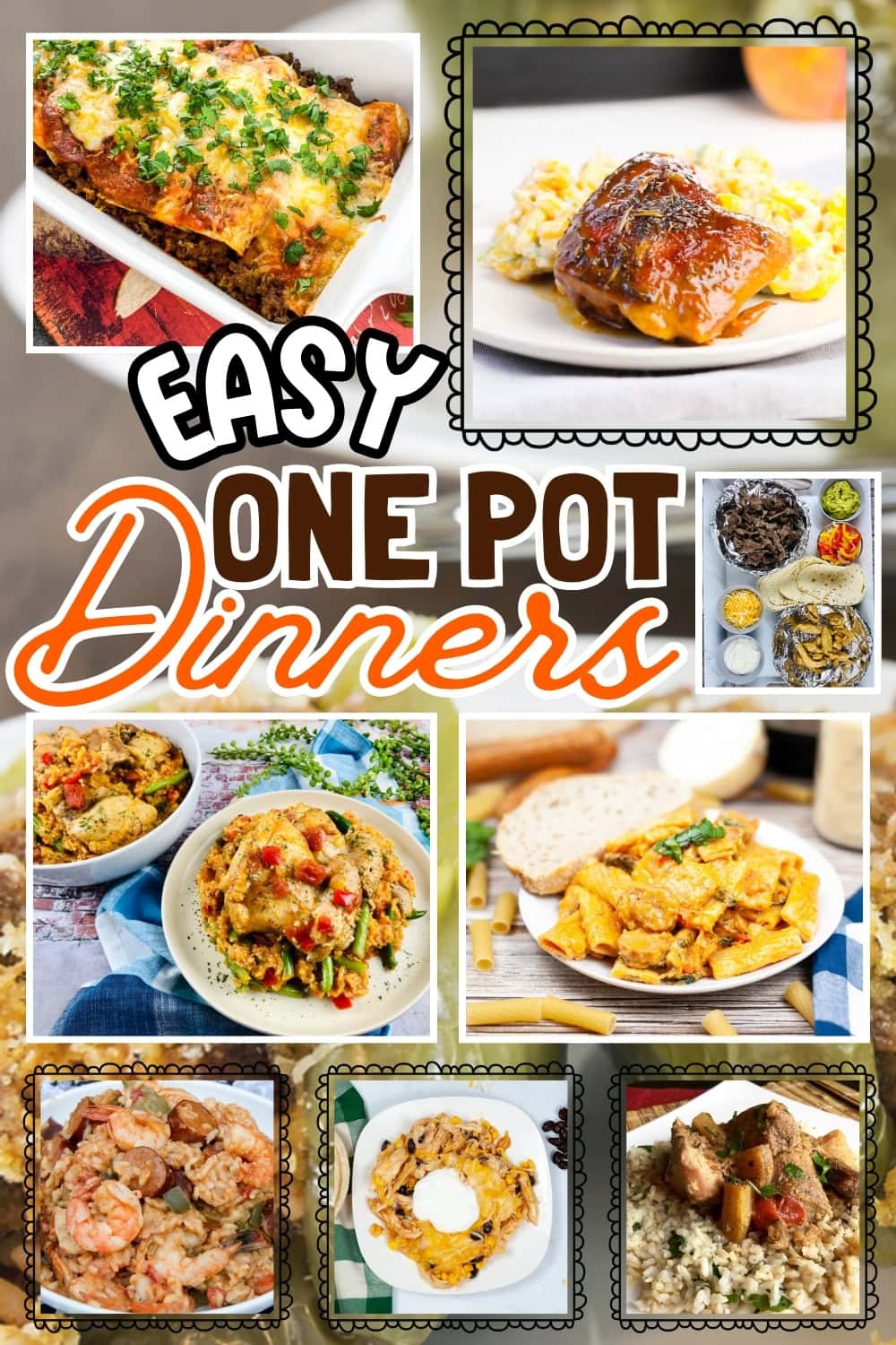 Various one-pot dinner dishes.