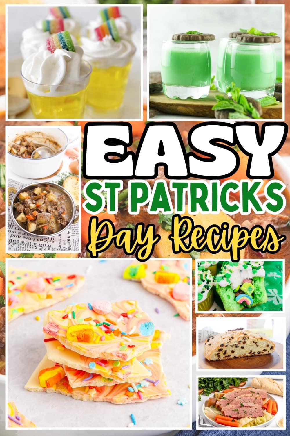 Colorful St. Patrick&rsquo;s Day desserts and food.